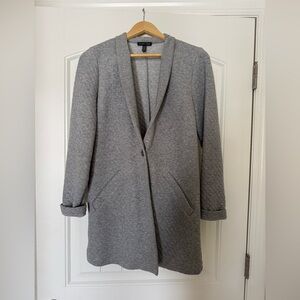Eileen Fisher Gray Quilted Shawl-Collar Trench Coat